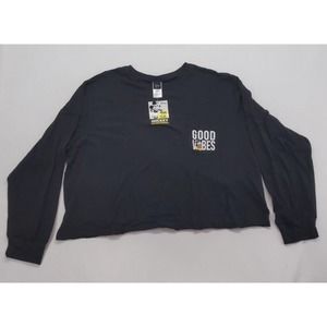 NWT Women's Disney Mickey Mouse Crop Top Long Sleeve T-Shirt Black 3XL